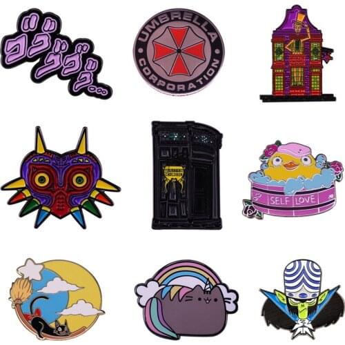 MD1127 DMLSKY Creative Anime Funny Brooches Metal Badges for Clothing Hat Pin jewelry Gifts Charming Pins for Fans
