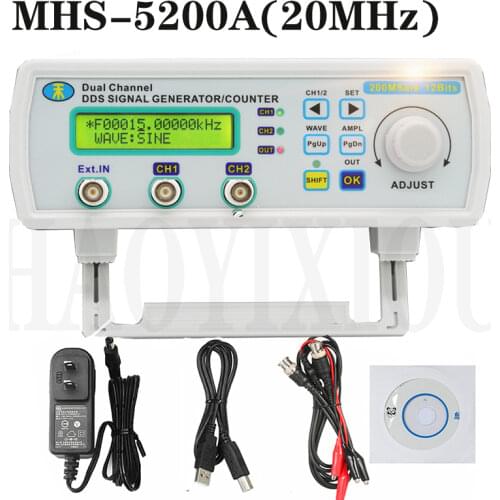 20MHz Mini Signal Generator DDS Function generator Digital Dual-channel Arbitrary sine Waveform Frequency generator 200MSas