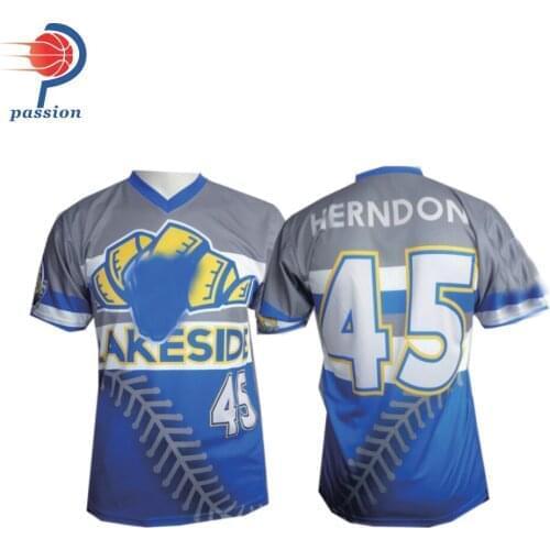 MOQ 5 pcs $25 Each High Quality V neck Grey Blue White Girls Softball Team Jerseys with Number and Names Personalized