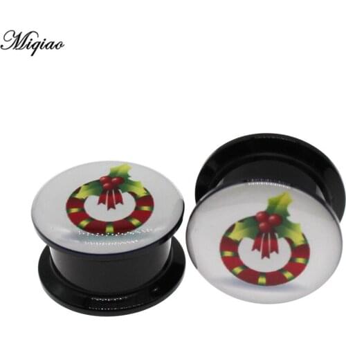 Miqiao 2pcs Fashionable Acrylic Threaded Ear Expander Christmas Jewelry Body Exquisite Piercing Jewelry