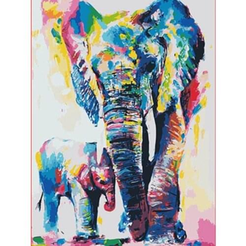 Painting By Numbers DIY Dropshipping 40x50 50x65cm Color elephant mother Animal Canvas Wedding Decoration Art picture Gift