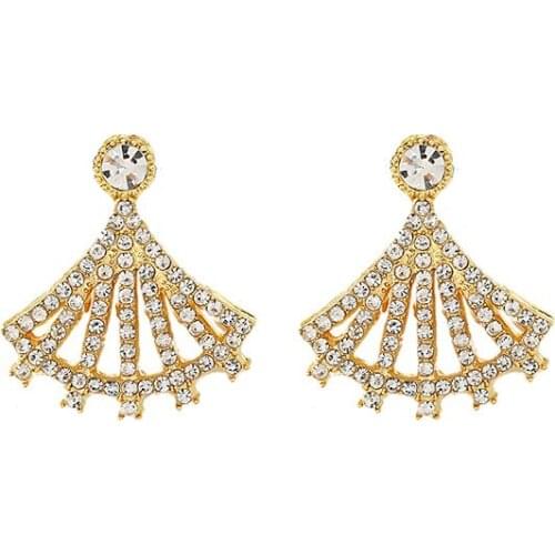 New Jewelry Fashion Set Crystal Temperament Fan-shaped Versatile Commuting Earrings