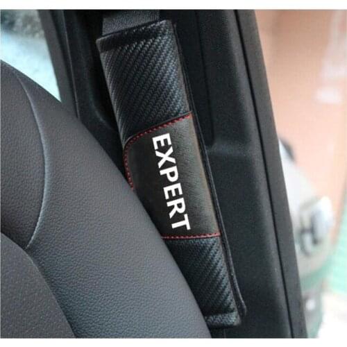 For Peugeot Expert 2pcs Fashion Carbon Fiber Leather Car Seat Belt Cover Car Seat Belt Shoulder Pad Car Accessories