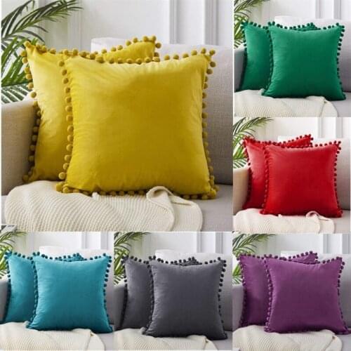 Nordic Pillow Cover Ball Velvet Solid Pillow Office Sofa Pillow Bedside Cushion Cover