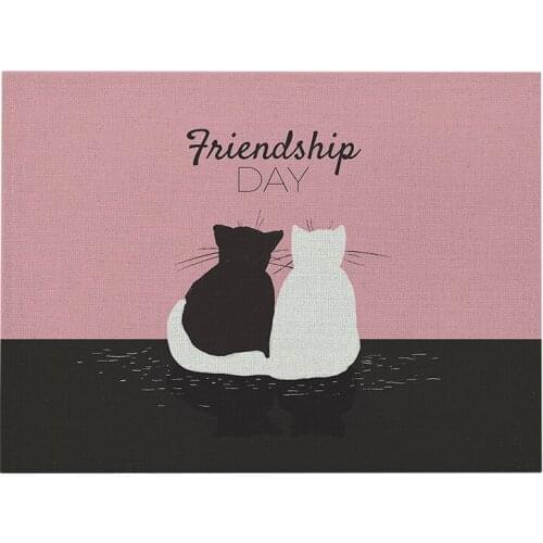 2021New Lovely Cartoons Print Rectangle Cotton Linen Western Style Table Pad Cut Mats Placemat for Dinner Kitchen Table 42x32cm