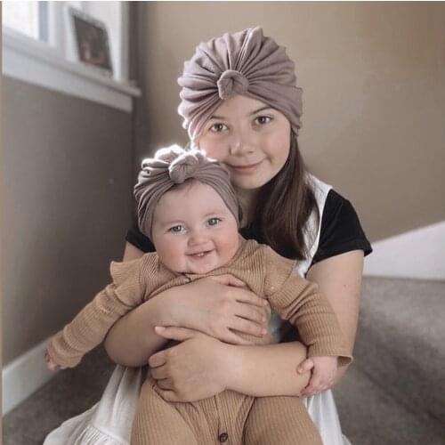 New Pure Cotton Girl Solid Color Hat All Seasons Infant Donut Caps Outdoor Toddler Beanies Breathable Mom and Baby Bonnets