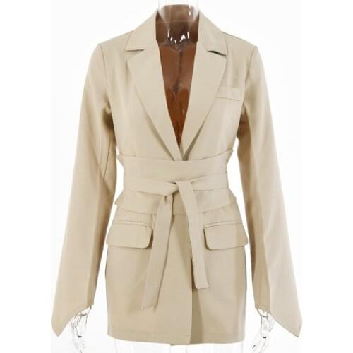 Autumn Belt Lace Up Blazer Coat Turn-Down Collar Full Sleeve Bandage Suit Blazer Fashion Elegant Sexy Women Velvet Jacket Coat
