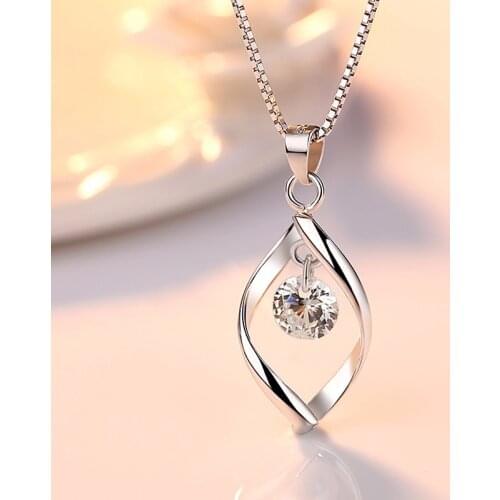 Simple Necklaces for Women 2020 Statement 925 Sterling Silver Zircon Stone Pendants Necklace Wedding Bridal Jewelry