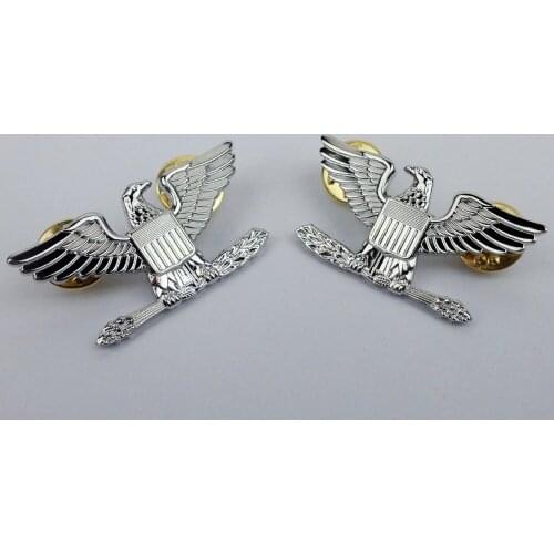 Pair Military US Officers Colonel Rank Badges US Eagles Rank Insignia Pin