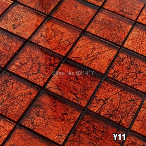 Brown crystal glass electroplate mosaic tiles HMGM1106A backsplash kitchen wall tile sticker bathroom floor tile free shipping