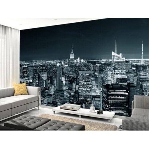 Custom 3D Three-dimensional Retro Black and White City Mural New York Manhattan Skyline Living Room Bedroom Sofa Wall Wallpaper