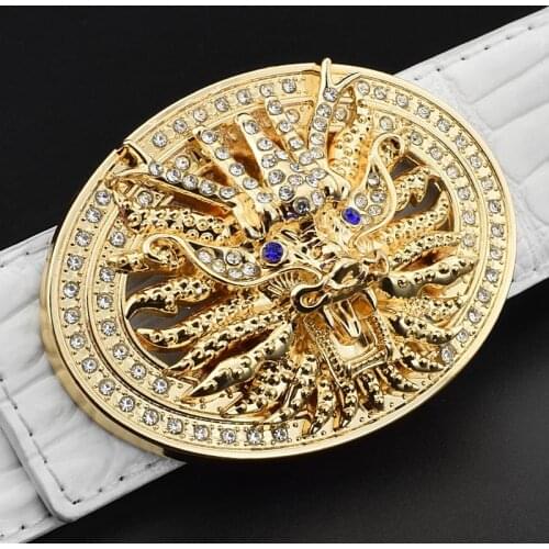 White Waistband dragon belt men fashion golden Waistband genuine leather luxury brand high quality ceinture homme waist belt