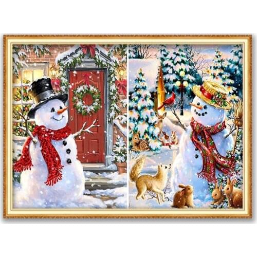 Christmas Village DIY Embroidery 11CT Cross Stitch Kits Craft Needlework Set Printed Canvas Cotton Thread Home Decoration Design