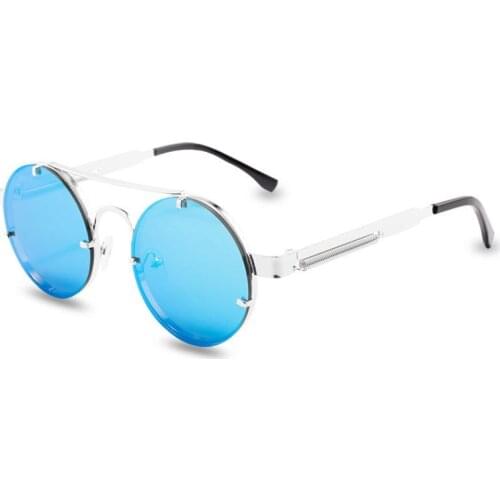 Men Women Unisex Round Steampunk Sunglasses Metal Punk Sun Glasses Vintage Sunglass UV400 Shades Eyewear Gafas De Sol