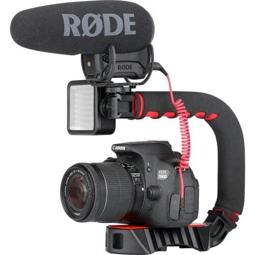 Ulanzi Handheld Pro Video Camera Stabilizer U Shape Rig Triple Hot Shoe Handle Grip for Interview Live