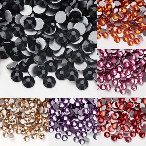 Rhinestones Glass/ss2-ss30All Size High Quality Glass Stones Super Glitter Crysta Rhinestones Flat Back for Nails Nail Art Gems