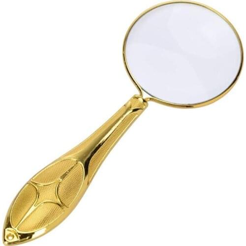 45mm Real Glass Magnifying Glass, 5X Vintage Handheld Magnifier, Ideal Gift for Seniors, Macular Degeneration, Gold, Silver
