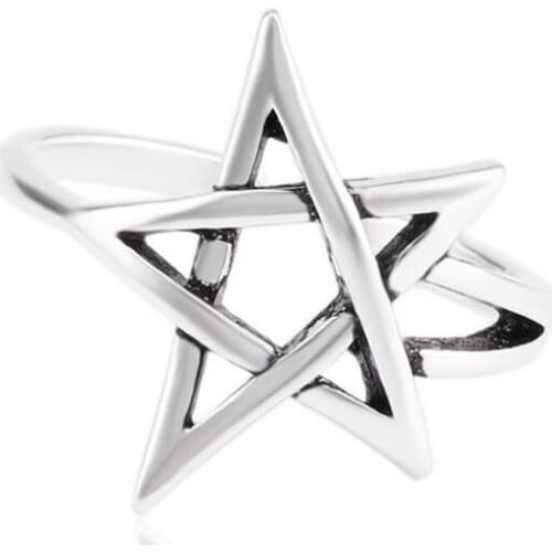 Vintage Fashion Thai Silver Star Adjustable Rings For Women Personality Punk Old Jewelry Accessories SAR165
