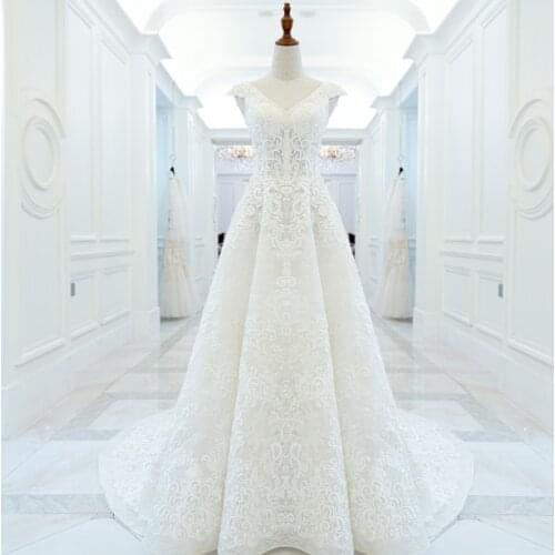 Jusere Fast Shipping Lace A Line Wedding Dress Beaded Appliques Bridal Gown In Stock Robe De Mariage Vestido de Noiva