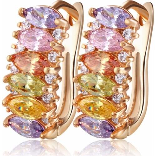 Gold Copper Multicolor AAA Cubic Zirconia Clip Earrings Fashion Jewelry Earring Female Wedding Party Gift For Womens Earrings