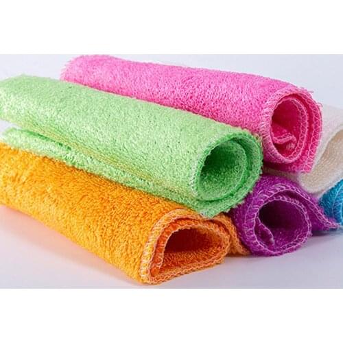 1/5PCS Magic Bamboo Fiber Household Kitchen & Dinning Cleaning Rags Dish Cloth Scouring Pad Washing Towel