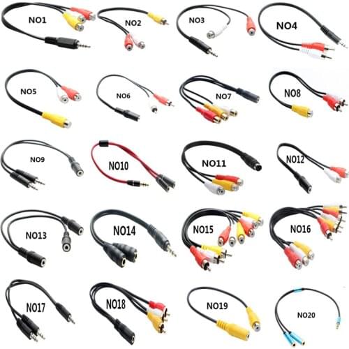1pcs 3.5mm Male Female Plug Jack Stereo Adapter RCA mm Mono Stereo Plug to 2 RCA Charger Connector for iPhone PC Phone MP3 MP4 M