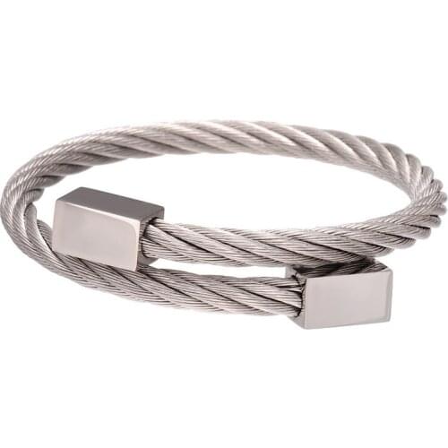 1pcs 5pcs Spiral Open Cuff Bracelet Both Ends With Copper Square Simple Generous Adjustable Unisex Bangle For Women Men Gift