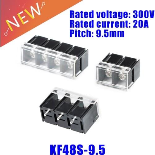 10Pcs KF48S-9.5 2P 3P 4P Straight plug with protective cover pcb connector 9.5mm pitch fence terminal side pin