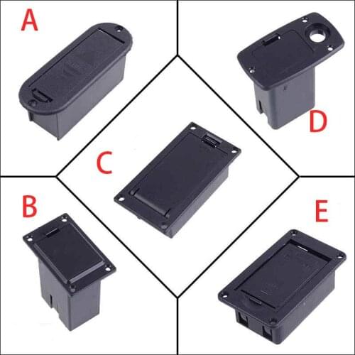 10pcs/lot 9V Battery Case Flat Mounting 9v Batteries Holder Cover Box for Active Guitar Bass Pickup with 5 Styles