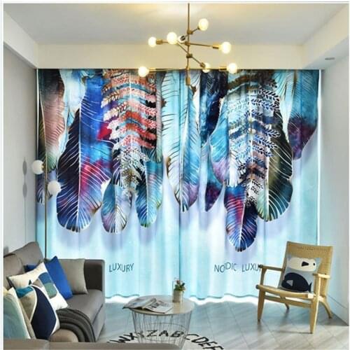 Feather 3d curtains Simple curtain living room bedroom personality windproof soundproof curtains blackout curtain