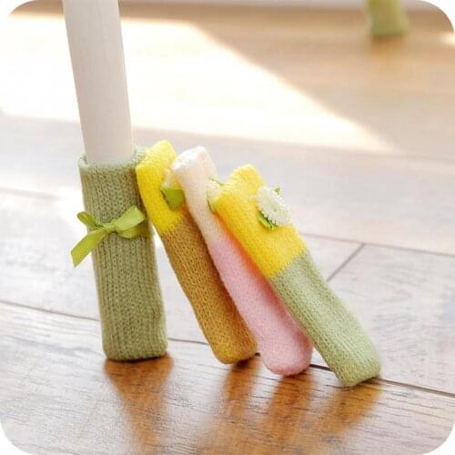 4pcs/set Knitting Wool Chair Leg Protector Pads Anti Scratch Furniture Table Socks Feet Caps Chair Protect Covers Home Decor