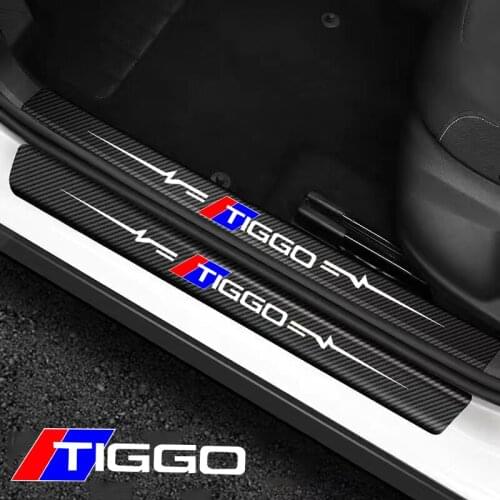 4pcs car Sticker door carbon leather Fiber Sill Plate For CHERY TIGGO 3 4 5 7 PRO 8 stickers Accessories Protector Decals