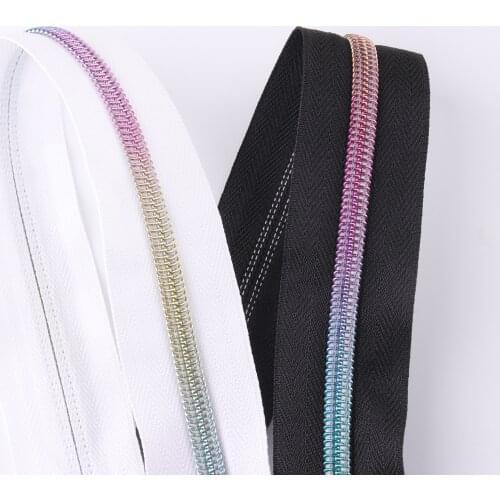 5meters No 5# Rainbow Zipper Tape Nylon Leather Zipper Tape Zip Coil for clothes DIY Universal Zipper Replacement for Sewing