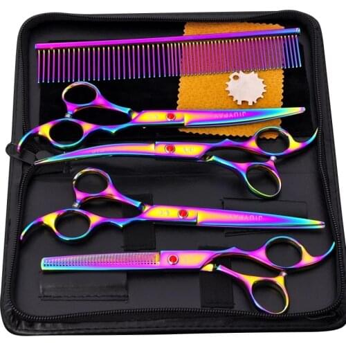 5pcs Stainless Steel Pet Dogs Grooming Scissors Cat Hair Thinning Shear Sharp Edge Scissors For Dogs Animal Barber Cutting Tool