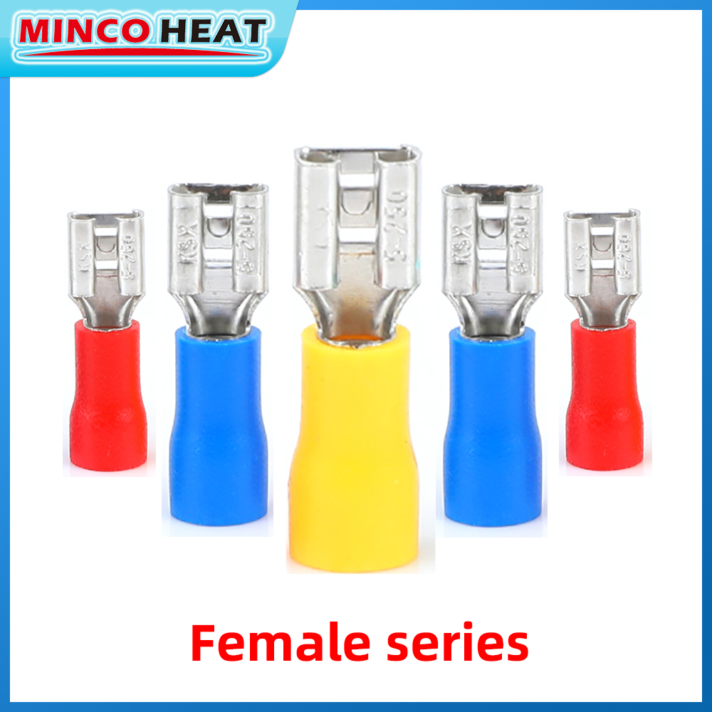 50pcs Female Red blue yellow 2.8mm 4.8mm 6.3mm Insulated Spade Wire Connector Electrical Crimp Terminal