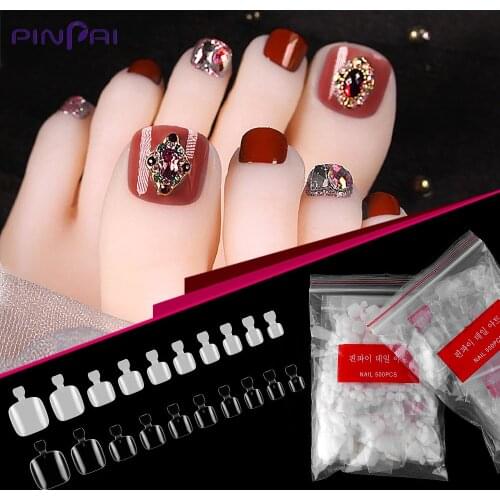 500 Pcs Clear Natural Resin Fake Toe Nails Tips 10 Size Mixed Full Cover False Toenails Foot Tips Manicure Nail Art Decoration