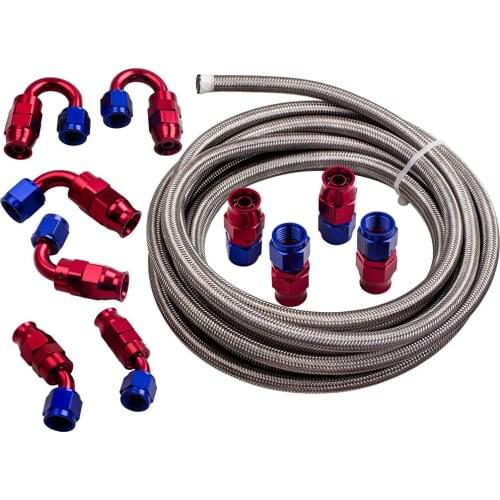 AN-6 AN6 Stainless Steel PTFE Fuel 20FT + 10 Fittings Ends Hose Kit 20 Feet