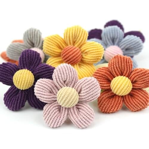 12Pcs 4.5cm Handmade Flannelette Flowers Padded Appliques For DIY Headwear Hairpin Clothing Patches Crafts Decor Accessories