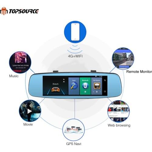 TOPSOURCE Car DVR A880 ADAS Detector 4G Wifi Car Camera Video Recorder Mirror 7.86" Retrovisor Android 5.1 Dash Cam Registrar