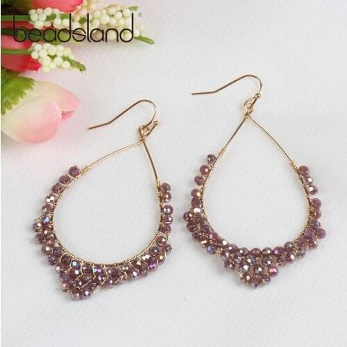 Beadsland Bohomia Glass Beads Wrapped Waterdrop Drop Earrings Fashionable Elegent Design Women Girl Gift 38751
