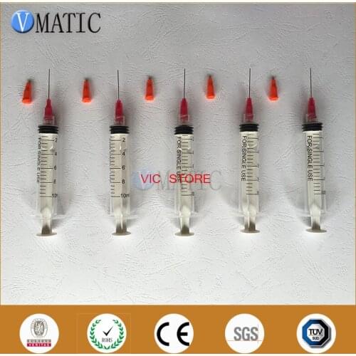 Free Shipping Non Sterilized 2019 Factory Price 5Pcs 10cc/ml Plastic Manual Syringe With 1 Inch Dispensing Needle 25G & Stopper