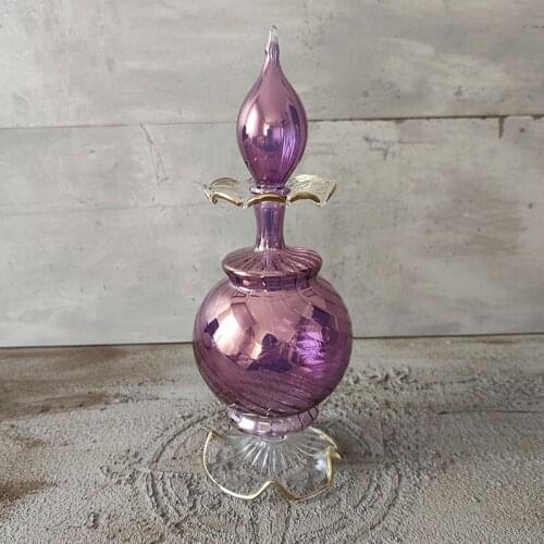 Functional Use Bottles Handmade Blown Glass Perfume Bottle, Oil Lamp Bottle, Aroma Oil Bottle, Aroma Oil Diffuser Rattan Sticks Perfume Volatiles Refills Sticks and Oil Lamp Brass Part Wick, 1 piece Bottle