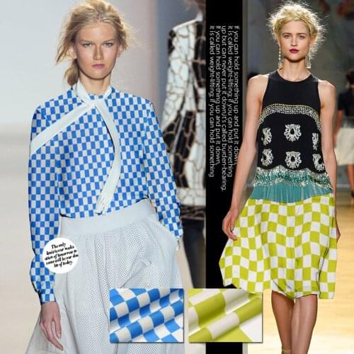Elegant chessboard elastic CHIFFON SILK slippery elastic chiffon fabric silk silk cloth clothing