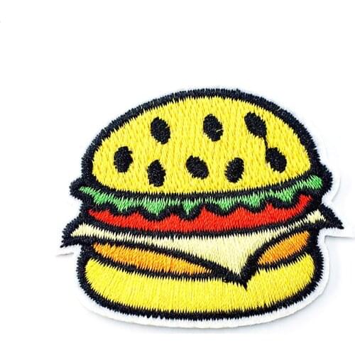 Hamburger (Size:4.0X5.0cm) DIY Cloth Badge Mend Decorate Patch Jeans Jackets Bag Clothes Apparel Sewing Decoration Applique
