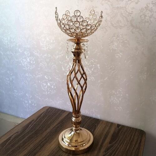 Crystal Candle Holder Metal Candle Stand Wedding Candelabra/Centerpiece Flower Vase For Home Party Decoration Candlestick