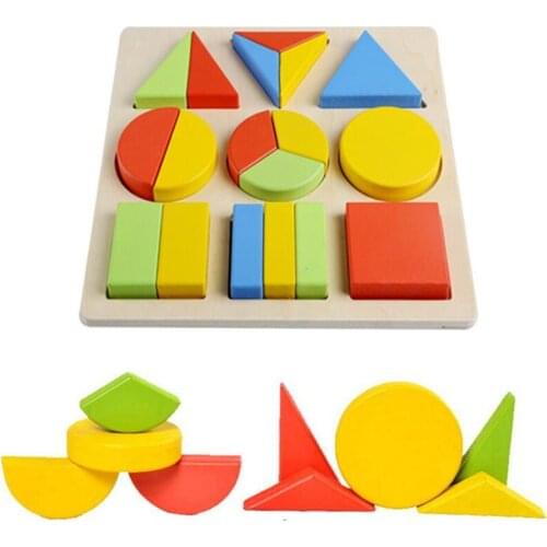 Montessori Toys Children Early Educational Learning Puzzle Wooden Toys 3D Colorful Geometric Shape Intelligence Sensorial Toys