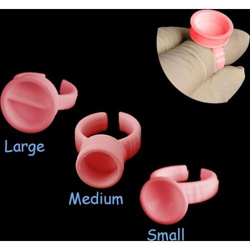 100pcs Pink Separated No Divided Tattoo Ink Ring Cap Pigment Cups Glue Container Holder Grafting Eyelash Small Medium Large