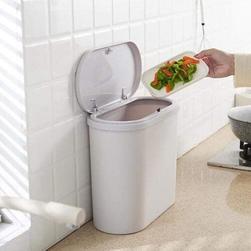 ABS Trash Can Narrow Spring Press Open Rubbish Bin Household Garbage Organizer Toilet Trash Bin Kitchen Garbage Can For Home