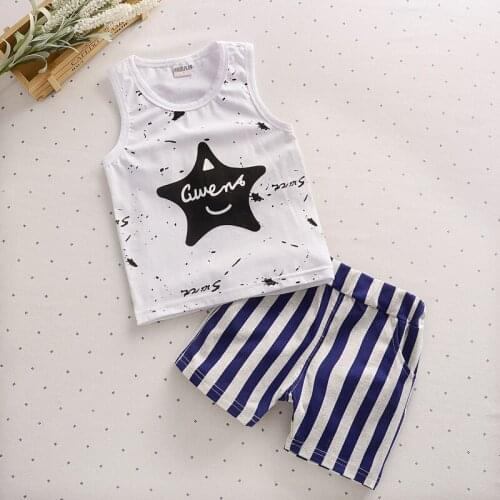 Summer baby boy clothes cotton 2021 new fashion casual baby clothing boys clothing Vest+pant kid suit 0-3 year clothing set