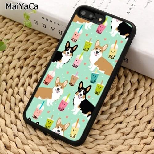 MaiYaCa Corgi Dog and bubble tea Phone Case For iPhone 5 6S 7 8 plus 11 12 Pro X XR XS Max Samsung Galaxy S6 S7 S8 S9 S10 plus